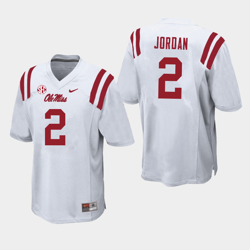 Jalen Jordan Ole Miss Rebels NCAA Men's White #2 Stitched Limited College Football Jersey FDN8858RD